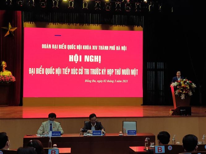 Đoàn đại biểu Quốc hội  Thành phố Hà Nội  tại đơn vị bầu cử số 2  tiếp xúc cử tri quận Đống Đa và quận Hai Bà Trưng trước kỳ họp thứ XI, Quốc hội khoá XIV