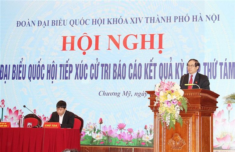 Đoàn đại biểu Quốc hội khóa XIV Thành phố Hà Nội tiếp xúc cử tri huyện Chương Mỹ sau kỳ họp thứ Tám