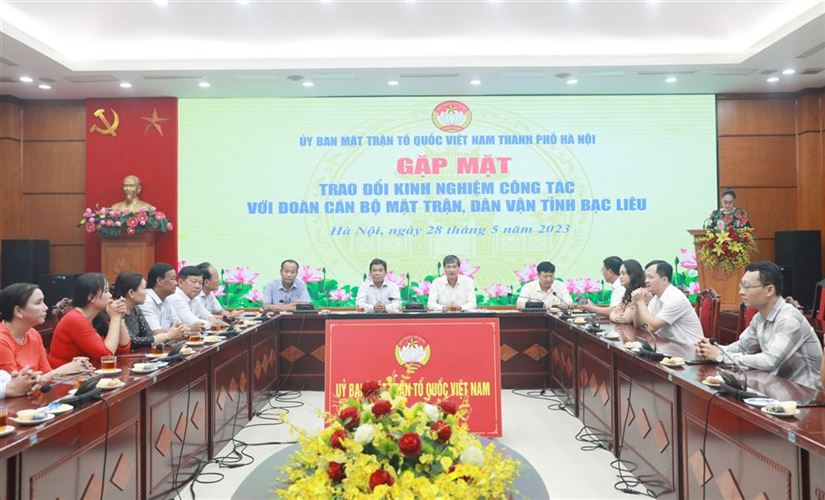 Ủy ban MTTQ Việt Nam thành phố Hà Nội gặp mặt trao đổi kinh nghiệm công tác với Đoàn cán bộ Mặt trận, Dân vận tỉnh Bạc Liêu