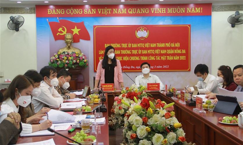 Ban Thường trực Ủy ban MTTQ Việt Nam Thành phố Hà Nội làm việc với Ban Thường trực Ủy ban MTTQ Việt Nam quận Đống Đa về triển khai, thực hiện Chương trình công tác mặt trận năm 2022