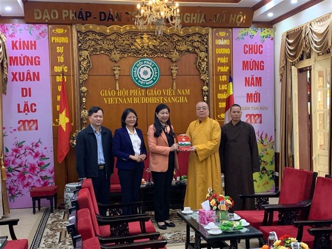 Chủ tịch Ủy ban MTTQ Việt Nam TP Hà Nội thăm, chúc tết Trung ương giáo hội Phật giáo Việt nam 