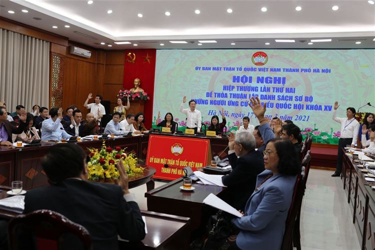 Ủy ban MTTQ Việt Nam thành phố Hà Nội tổ chức Hội nghị hiệp thương lần thứ hai để thoả thuận lập danh sách sơ bộ những người ứng cử đại biểu Quốc hội khóa XV.