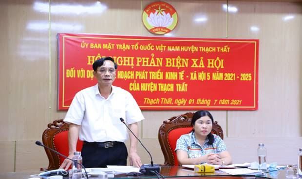 Ủy ban MTTQ Việt Nam huyện Thạch Thất tổ chức hội nghị phản biện đối với dự thảo Kế hoạch phát triển kinh tế - xã hội huyện Thạch Thất giai đoạn 2021 -2025