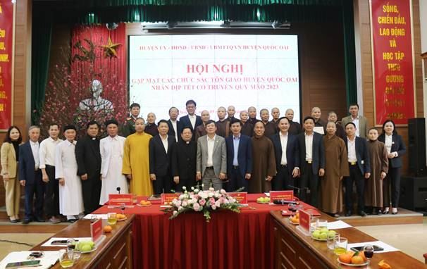 Ủy ban MTTQ Việt Nam huyện Quốc Oai tổ chức Hội nghị gặp mặt các chức sắc Tôn giáo  trong  huyện nhân dịp đón tết Nguyên đán Quý Mão 2023.