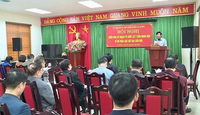 Ủy ban MTTQ Việt Nam quận Hà Đông triển khai kế hoạch tổ chức lấy ý kiến nhân dân về Dự thảo Luật Đất đai (sửa đổi)