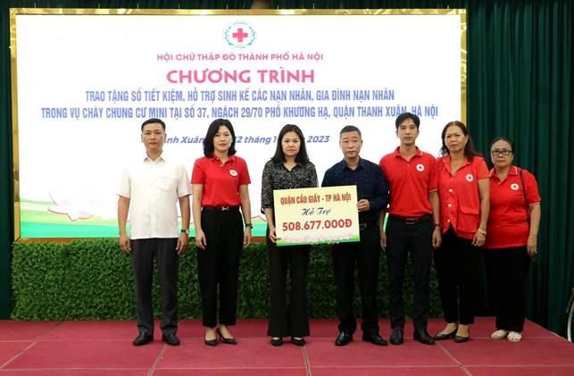 Ủy ban MTTQ Việt Nam quận Cầu Giấy tiếp tục hỗ trợ cho các nạn nhân, gia đình nạn nhân vụ cháy chung cư tại quận Thanh Xuân