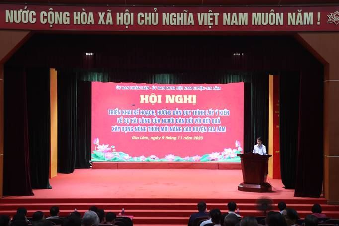 Hội nghị triển khai kế hoạch, hướng dẫn quy trình lấy ý kiến về sự hài lòng của người dân đối với kết quả xây dựng nông thôn mới nâng cao huyện Gia Lâm