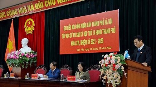 Tiếp xúc với cử tri thị xã Sơn Tây sau Kỳ họp thứ 14 HĐND Thành phố khoá XVI, nhiệm kỳ 2021-2026