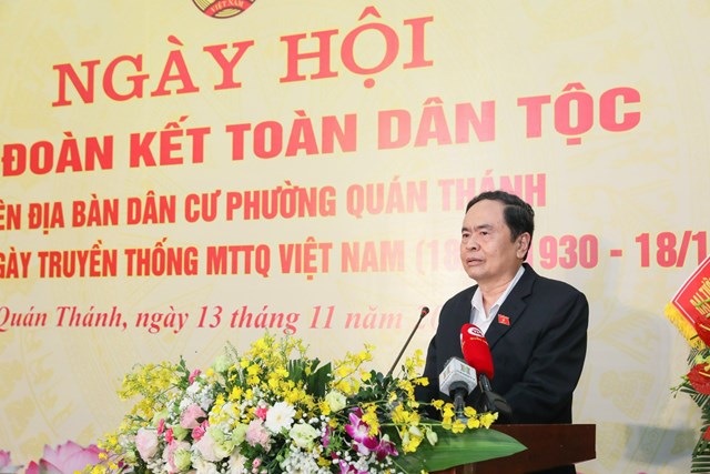 Ph&oacute; Chủ tịch Thường trực Quốc hội Trần Thanh Mẫn ph&aacute;t biểu tại ng&agrave;y hội. Ảnh: Quang Vinh.