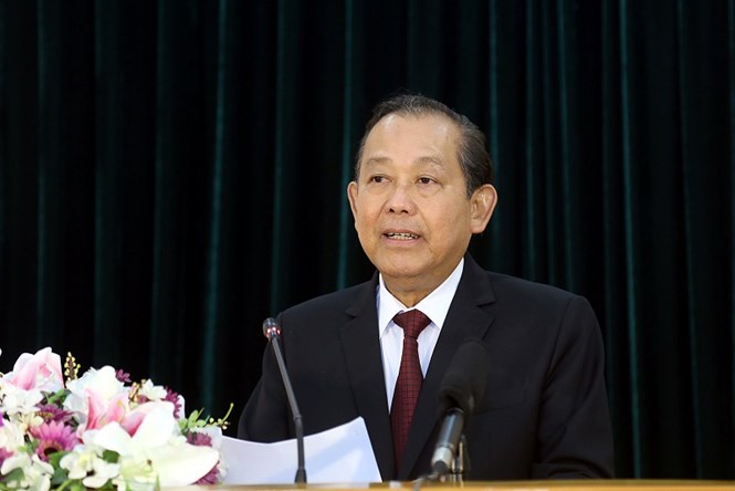 Phó Thủ tướng Thường trực Chính phủ Trương Hòa Bình phát biểu tại Hội nghị.