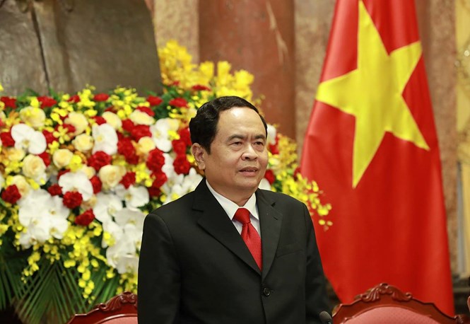 Chủ tịch UBTƯ MTTQ Việt Nam Trần Thanh Mẫn phát biểu tại Hội nghị.