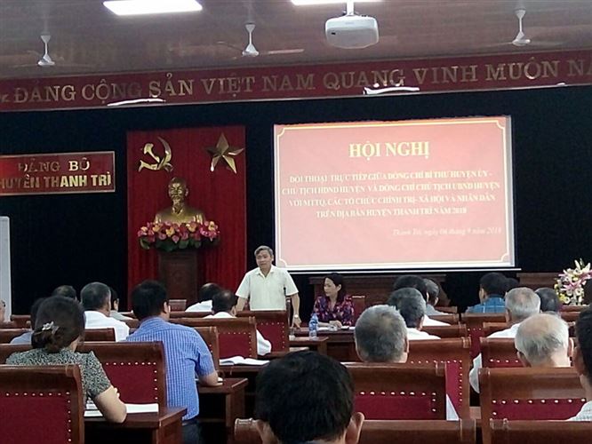Huyện Thanh Trì tổ chức hội nghị đối thoại giữa người đứng đầu cấp ủy, chính quyền với MTTQ và các tổ chức chính trị - xã hội và đại diện nhân dân