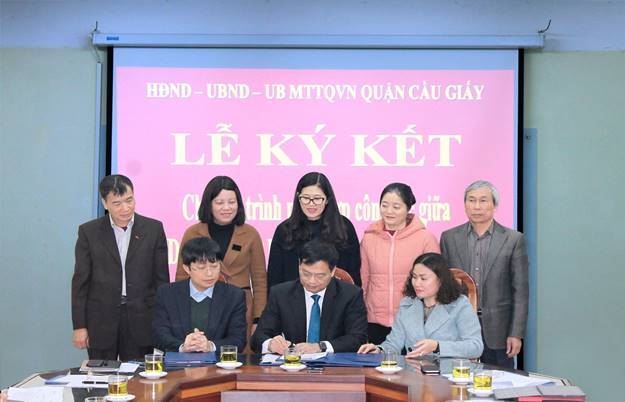 Lễ ký kết chương trình phối hợp công tác giữa Thường trực HĐND-UBND-Uỷ ban MTTQ Việt Nam quận Cầu Giấy năm 2019