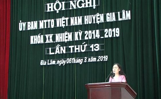 Kỳ họp thứ 13 Ủy ban MTTQ Việt Nam huyện Gia Lâm khóa XX, nhiệm kỳ 2014-2019
