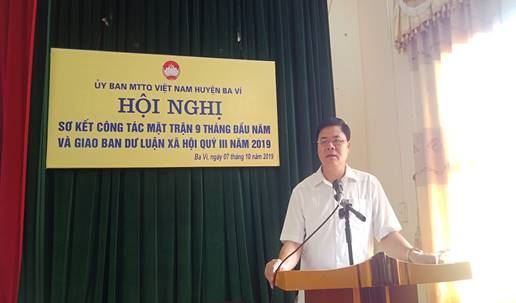 Ủy ban MTTQ Việt Nam huyện Ba Vì tổ chức sơ kết công tác Mặt trận, giao ban dư luận xã hội 9 tháng đầu năm 2019