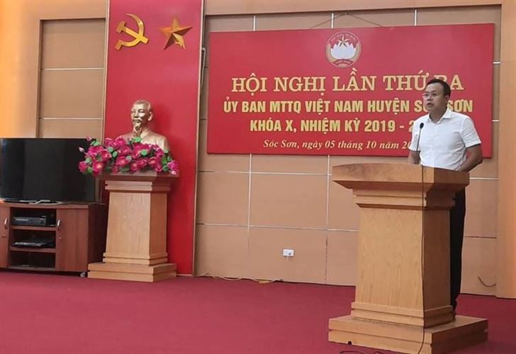 Huyện Sóc Sơn tổ chức hội nghị Ủy ban MTTQ Việt Nam lần thứ III khóa X nhiệm kỳ 2019-2024