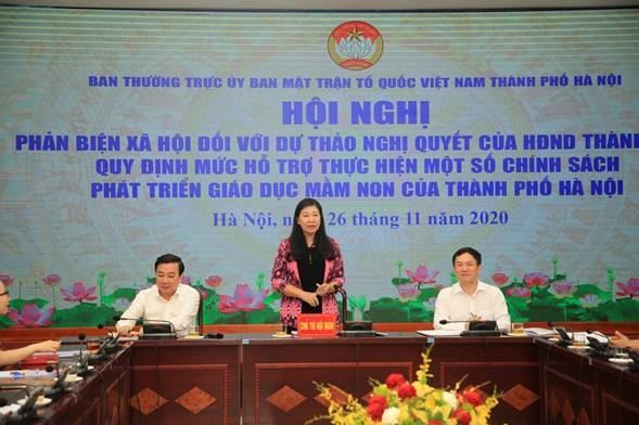 Hội nghị phản biện xã hội đối với dự thảo Nghị quyết của HĐND Thành phố quy định mức hỗ trợ thực hiện chính sách phát triển giáo dục mầm non của Thành phố Hà Nội