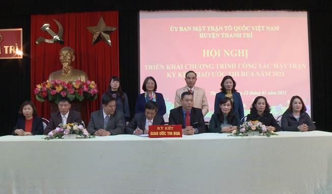 MTTQ Việt Nam huyện Thanh Trì tổ chức hội nghị triển khai chương trình  công tác mặt trận và ký kết giao ước thi đua năm 2021    