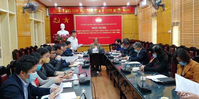 Quận Thanh Xuân tổ chức hội nghị hiệp thương lần thứ nhất để thoả thuận về cơ cấu, thành phần, số lượng người ứng cử đại biểu Hội đồng nhân dân quận khoá VI, nhiệm kỳ 2021-2026