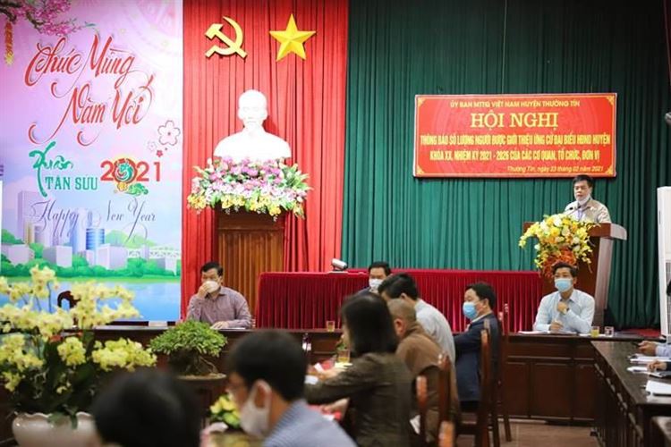 Ủy ban MTTQ Việt Nam huyện Thường Tín tổ chức Hội nghị thông báo số lượng người được giới thiệu ứng cử đại biểu HĐND huyện khóa XXII, nhiệm kỳ 2021-2026 của các cơ quan, tổ chức, đơn vị