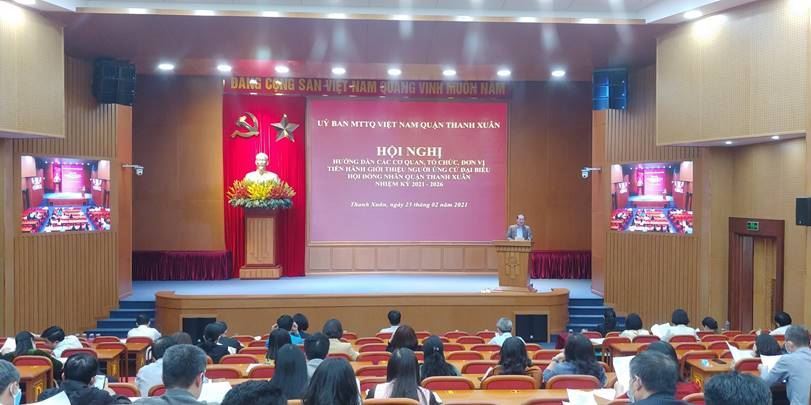 Ban Thường trực Ủy ban MTTQ Việt Nam quận Thanh Xuân tổ chức hội nghị hướng dẫn cơ quan, tổ chức, đơn vị tiến hành giới thiệu người ứng cử đại biểu Hội đồng nhân dân quận khoá VI, nhiệm kỳ 2021-2026