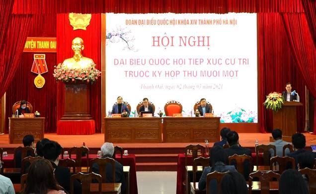 Đoàn đại biểu Quốc hội khóa XIV Thành phố Hà Nội tiếp xúc cử tri các huyện Quốc Oai, Thanh Oai và Chương Mỹ tại Huyện Thanh Oai trước kỳ họp thứ XI
