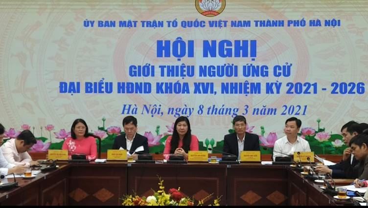 Ủy ban MTTQ Việt Nam thành phố Hà Nội tổ chức Hội nghị giới thiệu người ứng cử đại biểu Hội đồng nhân dân Thành phố khóa XVI, nhiệm kỳ 2021-2026
