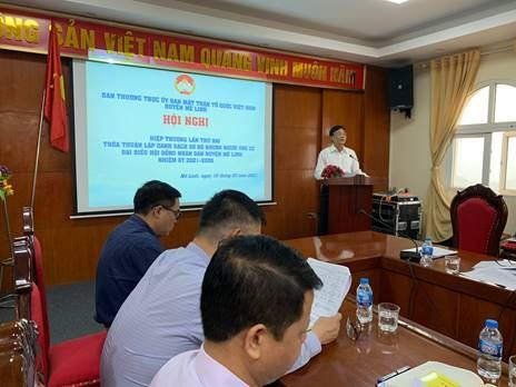   Ủy ban MTTQ Việt Nam huyện Mê Linh tổ chức hội nghị hiệp thương lần thứ hai để thỏa thuận lập danh sách sơ bộ những người ứng cử đại biểu HĐND huyện nhiệm kỳ 2021 - 2026.