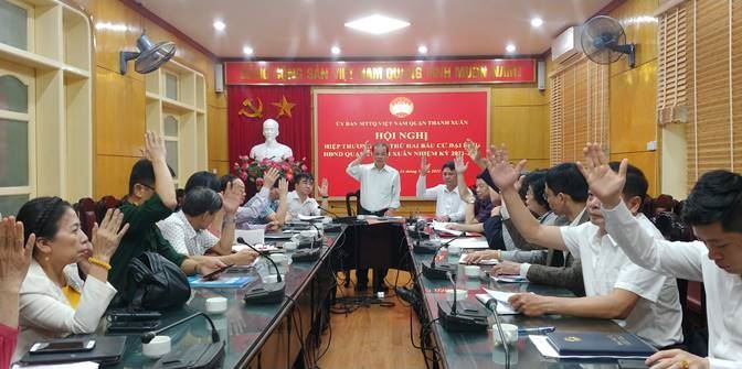Ủy ban MTTQ Việt Nam quận Thanh Xuân tổ chức hội nghị hiệp thương lần thứ hai để thỏa thuận lập danh sách sơ bộ những người tham gia ứng cử đại biểu Hội đồng nhân dân quận (HĐND) khóa VI, nhiệm kỳ 2021-2026