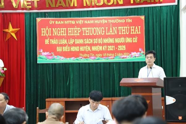 Huyện Thường Tín tổ chức hội nghị hiệp thương lần thứ hai để thỏa thuận lập danh sách sơ bộ những người ứng cử đại biểu HĐND huyện khóa XX, nhiệm kỳ 2021 - 2026  