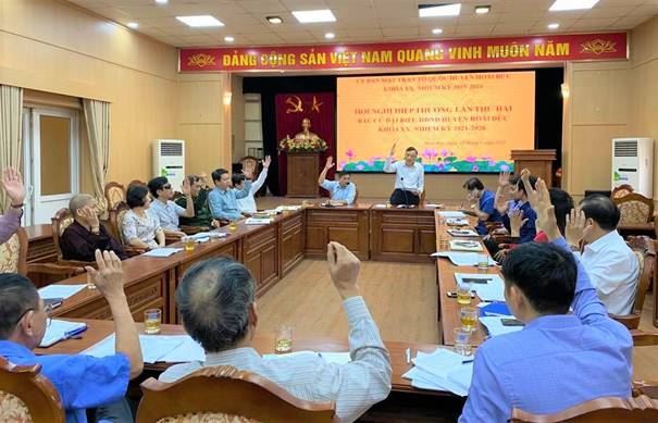 Ủy ban Mặt trận Tổ quốc Việt Nam huyện Hoài Đức tổ chức hội nghị hiệp thương lần thứ hai để thỏa thuận lập danh sách sơ bộ những người ứng cử Đại biểu HĐND huyện nhiệm kỳ 2021-2026