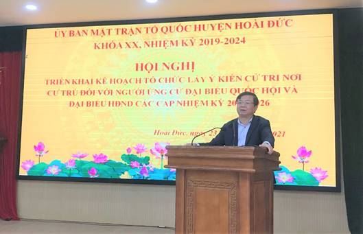 Ban Thường trực Ủy ban Mặt trận Tổ quốc Việt Nam huyện Hoài Đức tổ chức hội nghị triển khai kế hoạch tổ chức lấy ý kiến cử tri nơi cư trú