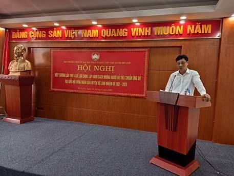 Ủy ban MTTQ Việt Nam huyện Mê Linh tổ chức hội nghị hiệp thương lần thứ ba để lựa chọn, lập danh sách những người đủ tiêu chuẩn ứng cử đại biểu HĐND huyện nhiệm kỳ 2021 - 2026.