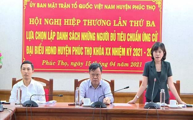 Ủy ban MTTQ Việt Nam huyện Phúc Thọ tổ chức Hội nghị hiệp thương lần thứ ba lựa chọn, lập danh sách những người đủ tiêu chuẩn ứng cử đại biểu HĐND huyện khoá XX, nhiệm kỳ 2021 – 2026           