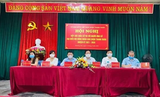 Ban Thường trực Ủy ban Mặt trận Tổ quốc Việt Nam quận Thanh Xuân tổ chức thành công hội nghị tiếp xúc cử tri để người ứng cử đại biểu HĐND quận vận động bầu cử