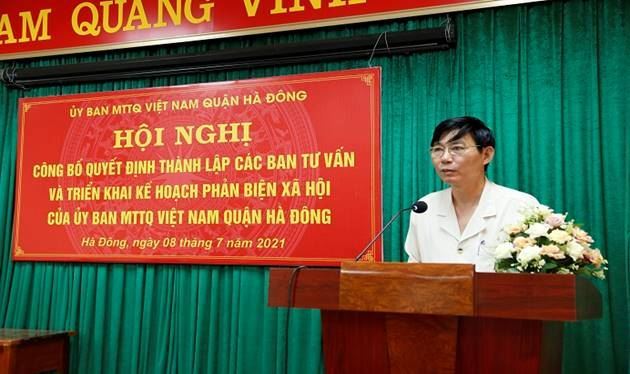 Ủy ban MTTQ Việt Nam quận Hà Đông công bố quyết định thành lập các ban tư vấn và triển khai kế hoạch phản biện xã hội