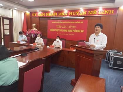  Đại biểu HĐND thành phố Hà Nội tiếp xúc cử tri huyện Mê Linh trước kỳ họp thứ 2 HĐND Thành phố khóa XVI.       