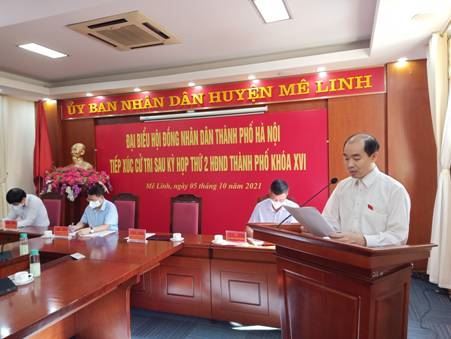 Đại biểu HĐND thành phố Hà Nội tiếp xúc cử tri huyện Mê Linh sau kỳ họp thứ 2 HĐND Thành phố khóa XVI.