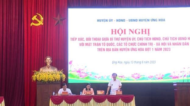 Huyện Ứng Hòa tổ chức hội nghị đối ngoại trực tiếp giữa đồng chí Bí thư Huyện ủy, Chủ tịch HĐND và UBND huyện với MTTQ, các tổ chức chính trị xã hội và nhân dân