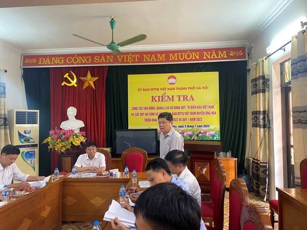 Ủy ban MTTQ Việt Nam thành phố Hà Nội kiểm tra công tác vận động, quản lý và sử dụng quỹ “Vì biển đảo” và các loại quỹ an sinh xã hội khác tại huyện Ứng Hòa 