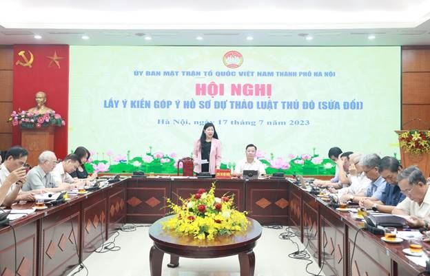 MTTQ Việt Nam Thành phố Hà Nội tổ chức lấy ý kiến góp ý hồ sơ dự thảo Luật Thủ đô (sửa đổi). 