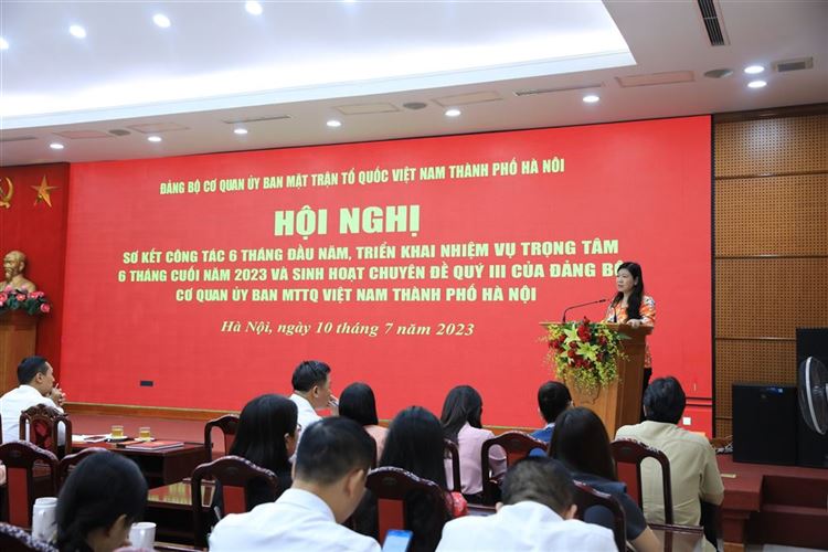 Đảng ủy cơ quan Ủy ban MTTQ Việt Nam Thành phố sơ kết công tác 6 tháng đầu năm, nhiệm vụ trọng tâm 6 tháng cuối năm 2023