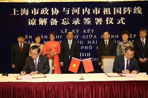 Ủy ban MTTQ Việt Nam TP Hà Nội ký kết Biên bản ghi nhớ hợp tác với Chính hiệp TP Thượng Hải tại Thượng Hải