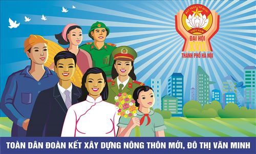 Tranh cổ động đại hội mặt trận tổ quốc Việt Nam TP Hà Nội