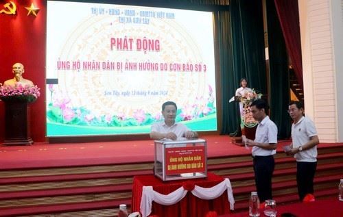 Thị xã Sơn Tây tích cực tham gia ủng hộ Nhân dân bị ảnh hưởng cơ bão số 3