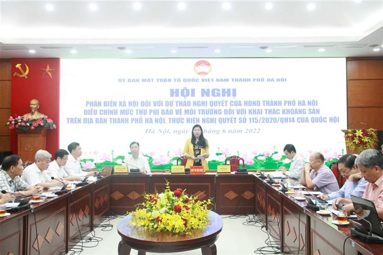Hội nghị phản biện xã hội đối với dự thảo Nghị quyết của HĐND Thành phố Hà Nội điều chỉnh mức thu phí bảo vệ môi trường đối với khai thác khoáng sản trên địa bàn thành phố Hà Nội
