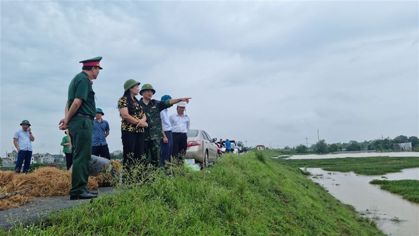 Huy động hơn 200 người khắc phục sạt trượt mái đê sông Hồng tại thị xã Sơn Tây