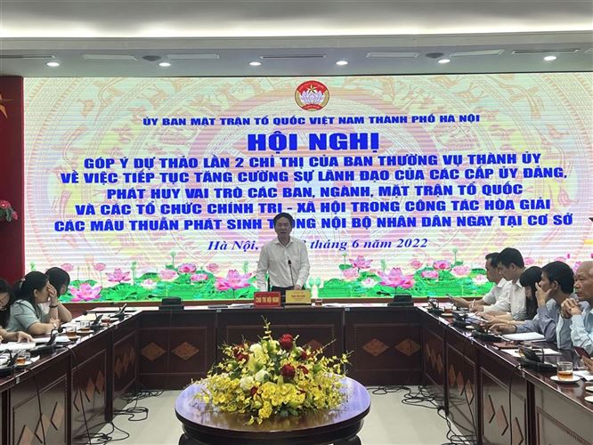 Ban Thường trực Ủy ban MTTQ Việt Nam Thành phố tổ chức hội nghị góp ý vào dự thảo Chỉ thị của Ban Thường vụ Thành ủy Hà Nội