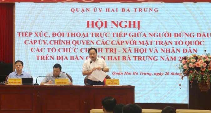 Quận Hai Bà Trưng tổ chức tiếp xúc, đối thoại giữa người đứng đầu cấp uỷ, chính quyền quận với MTTQ, các tổ chức chính trị - xã hội quận và Nhân dân