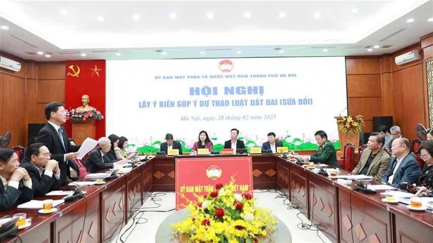 Ban Thường trực Ủy ban MTTQ Việt Nam thành phố Hà Nội tổ chức Hội nghị lấy ý kiến góp ý dự thảo luật đất đai (sửa đổi)